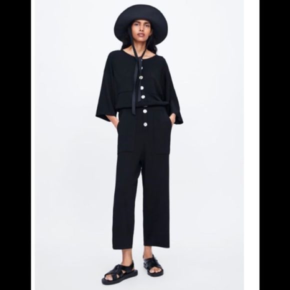 Zara Pants & Jumpsuits Zarafront Button Jumpsuit Poshmark